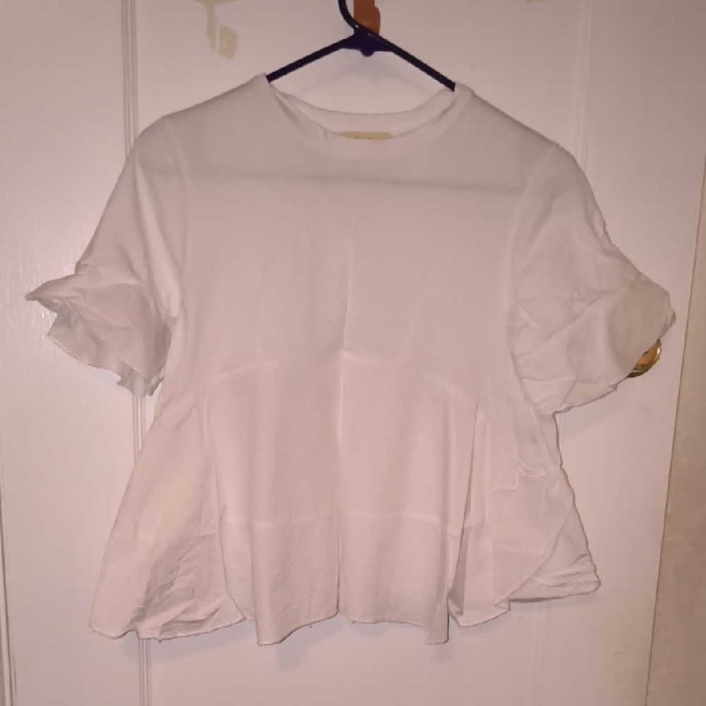 Love Notes | 100% Cotton White Ruffle Sleeve Blouse